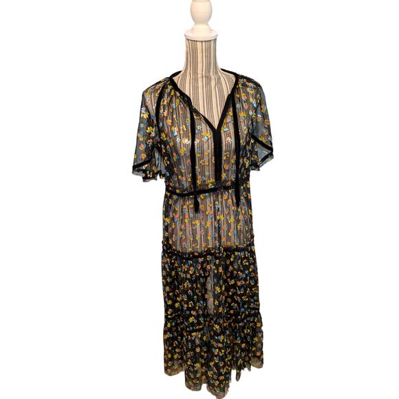 Free People Practical Magic Floral Print Mesh Dress Size XS - Picture 7 of 11